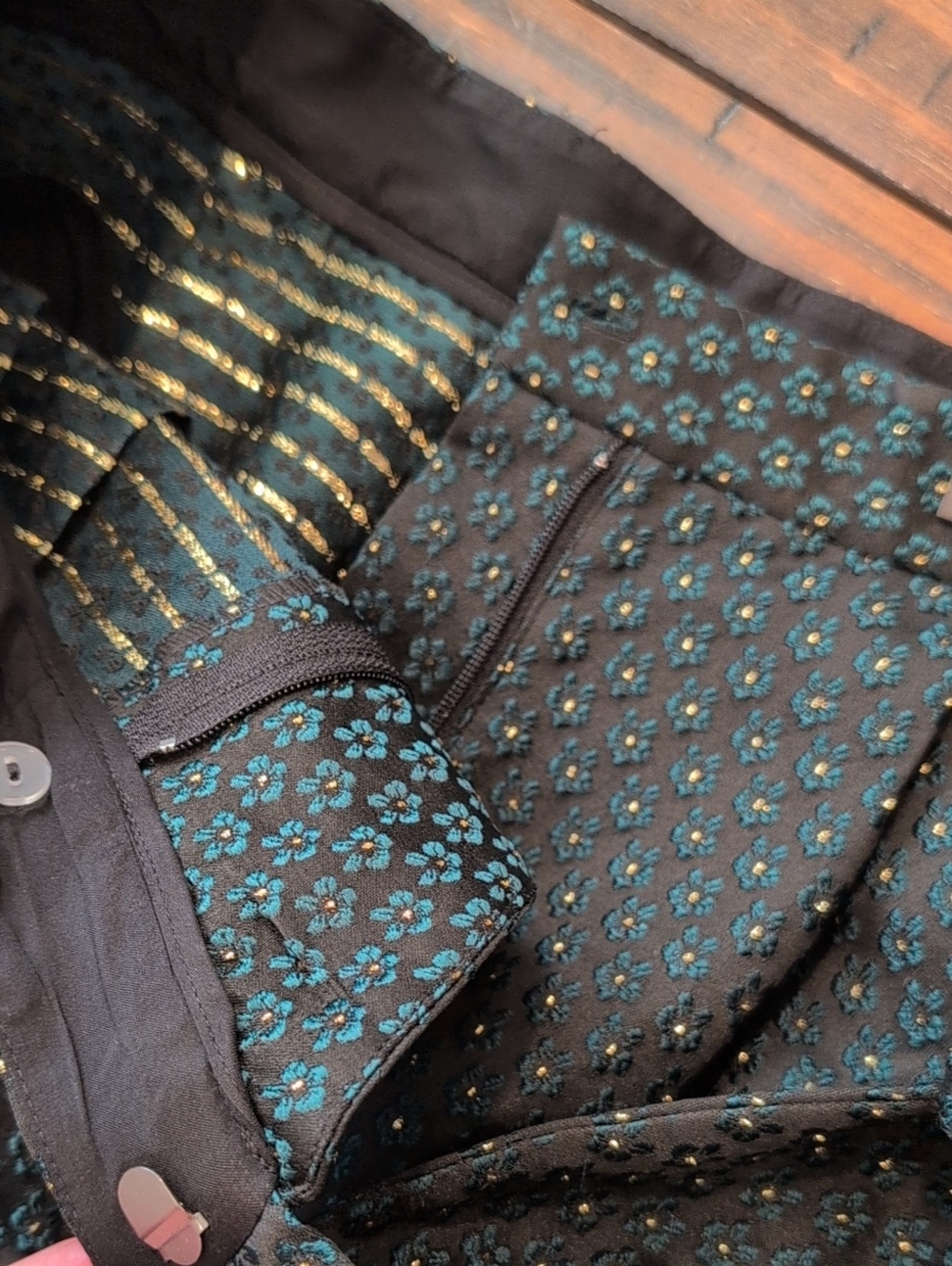 Corey Lynn Calter Tapered Pant Bow Waist embroidered Metallic Floral Anthro - Picture 6 of 9